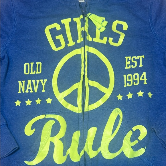 Old Navy Girls Rule Blue Full Zip Hoodie Jacket - Picture 3 of 3